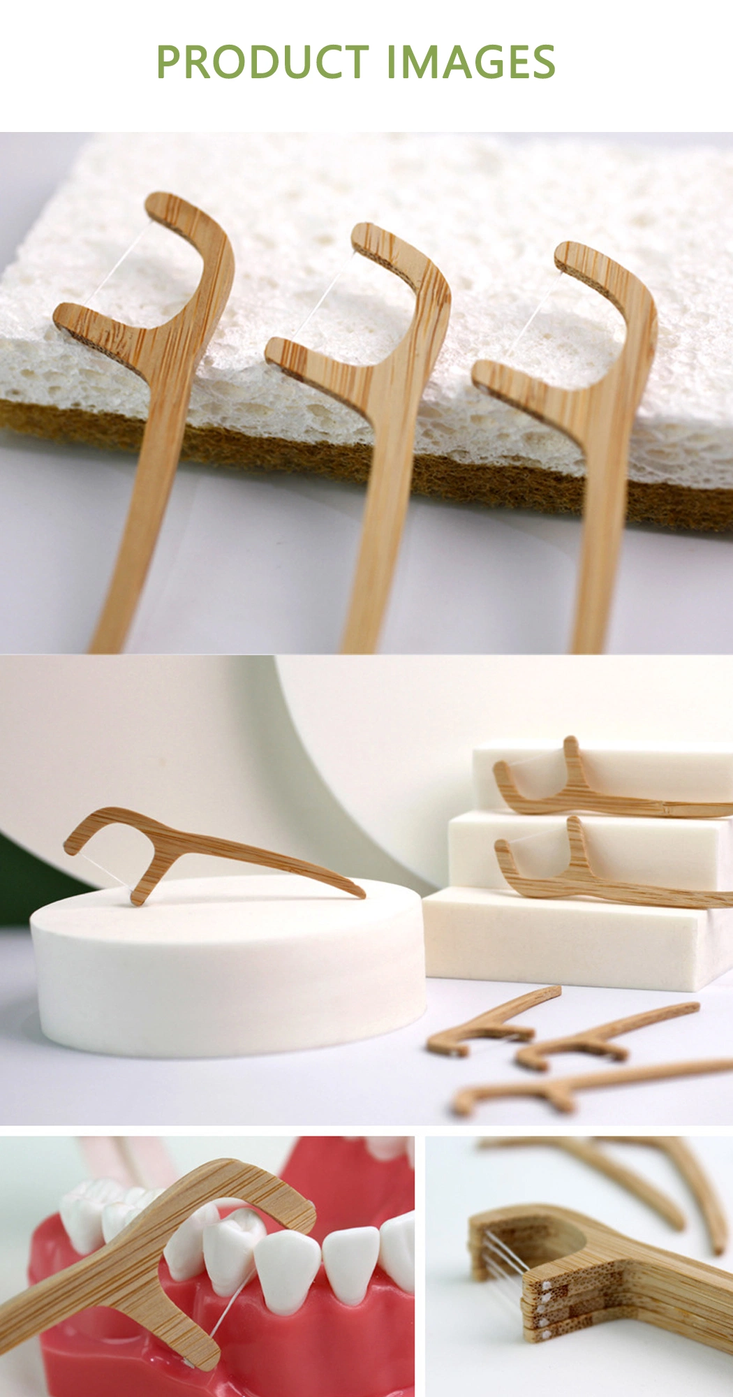 OEM Biodegradable Eco Friendly Bamboo Flosser Bamboo Dental Floss Pick