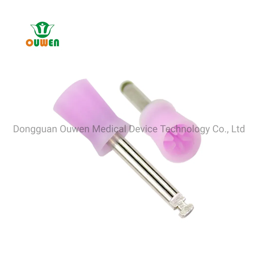 Ouwen Brand ISO13485 CE FDA Certificate Long Dental Polishing Brush Dental Soft Silicone Brush Latch Six Pages Slicone Cup Brush