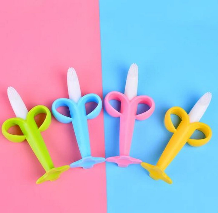 2 in 1 Stereo Banana Silicone Baby Teether Toothbrush