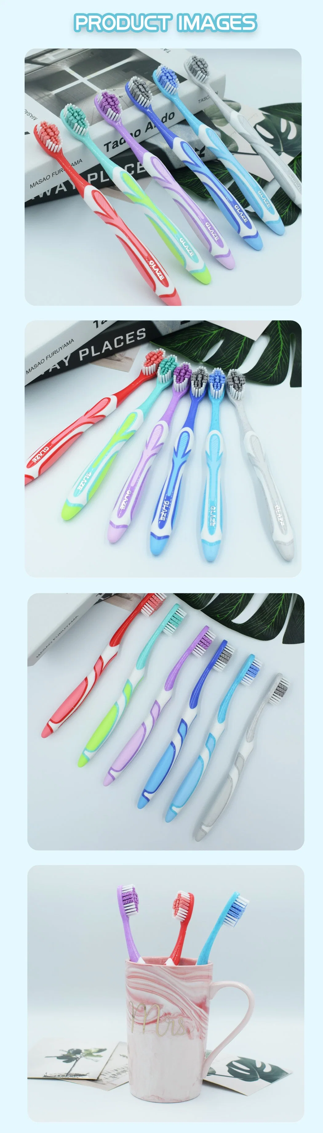 Free Sample Spiral Bristles Non-Slip Handle Adult Soft Toothbrush