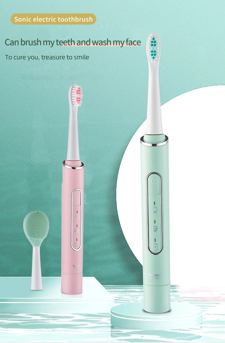 Electric Toothbrush Ipx7 Green White Pink Candy Color Rechargeable Adult Sonic Toothbrush