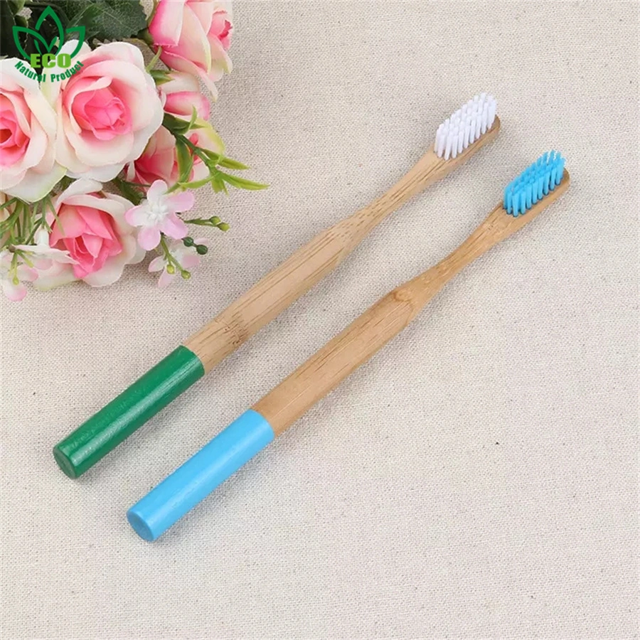 Colorful Round Head Adult Toothbrushes Zero Waste Wood Teeth Brush Oral Hygiene