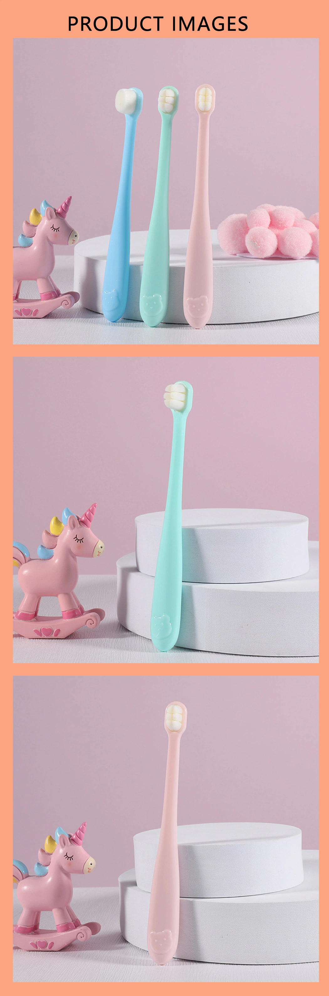 High Efficiency Children&prime;s Ultra Soft 10000 Bristle Custom Manual Nano Toothbrush