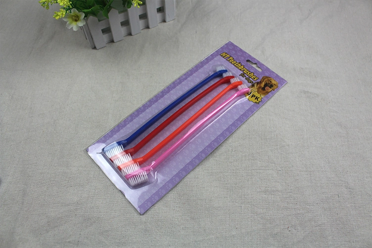 Factory Supplier Low Price Long Handle Durable Soft Double Side Pet Toothbrush