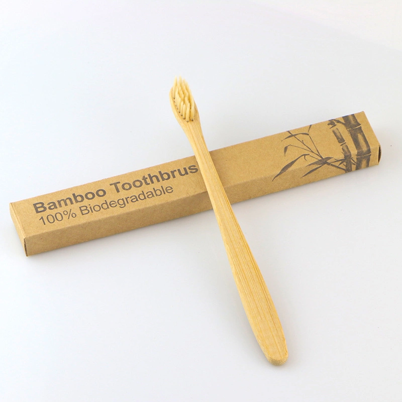 Custom OEM Free Laser Logo Round Handle Charcoal Bristles Bamboo Toothbrush Pack