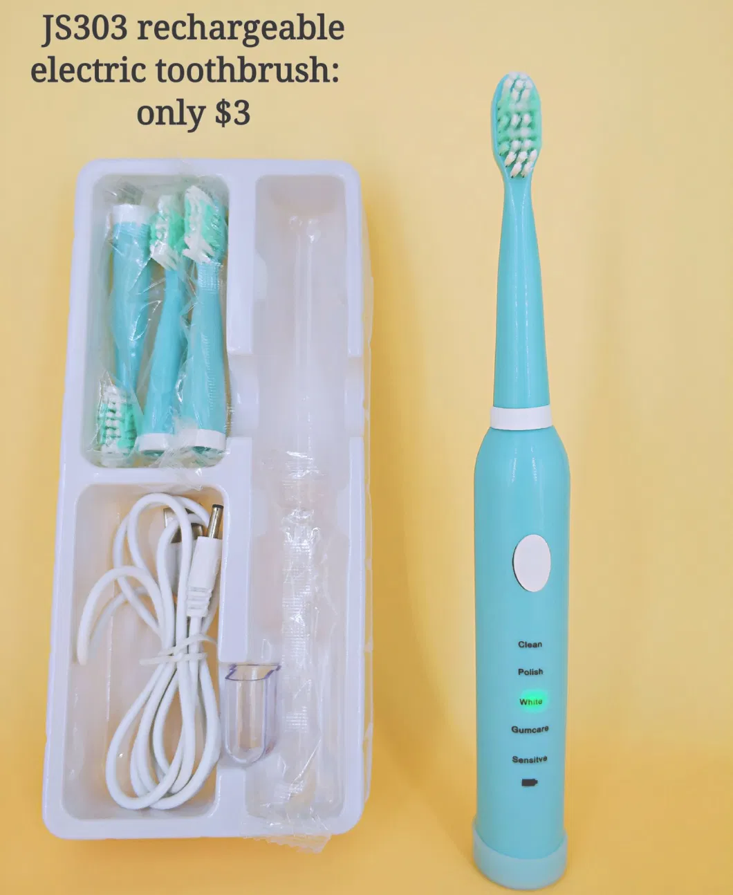 5 Cleaning Modes Travel Plastic Best Adult Sonic Electric Toothbrush Js303