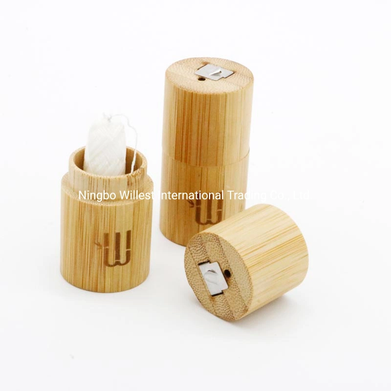 2020 Hot Sales Eco-Friendly Bamboo Floss Holder with Toothpick