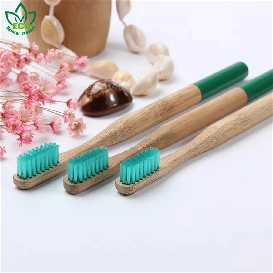 Colorful Round Head Adult Toothbrushes Zero Waste Wood Teeth Brush Oral Hygiene