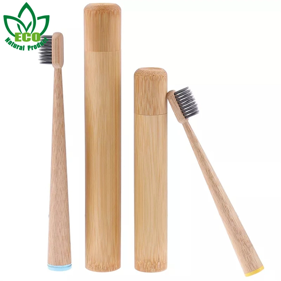 Biodegradable Wooden Bamboo Toothbrush Soft Bristles with Travel Toothbrush Case Charcoal Dental Floss Kids and Adult Toothbrush