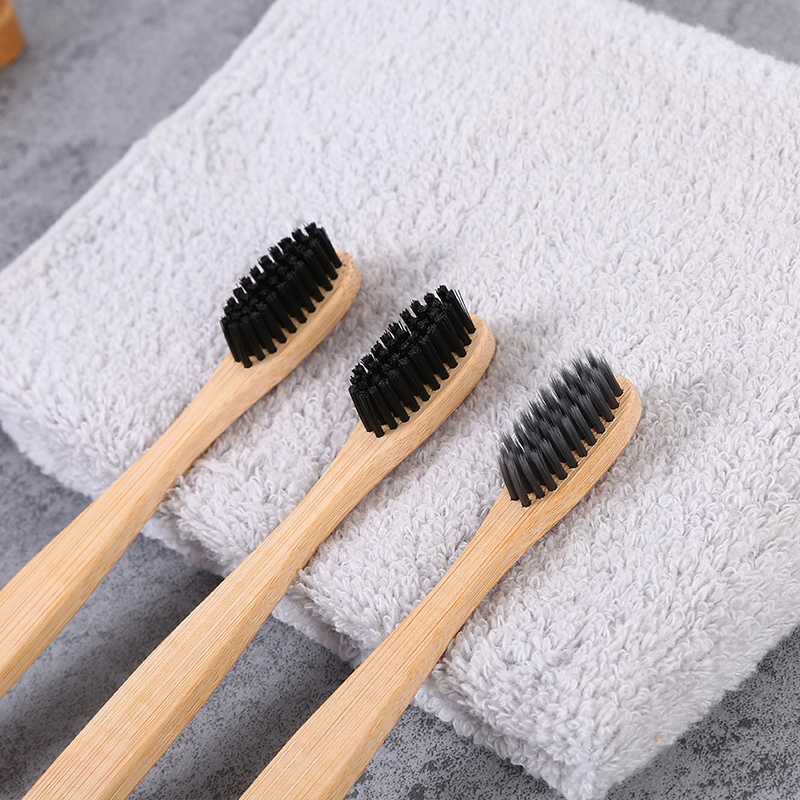 Wholesale Adult Tooth Brush Biodegradable Bamboo Handle Charcoal Bristles Dental Cleaning Toothbrush