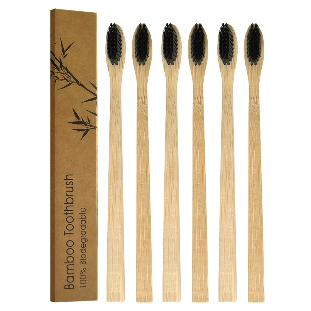 Natural Bamboo Toothbrush with BPA-Free Nylon Bristles in 8 Colors