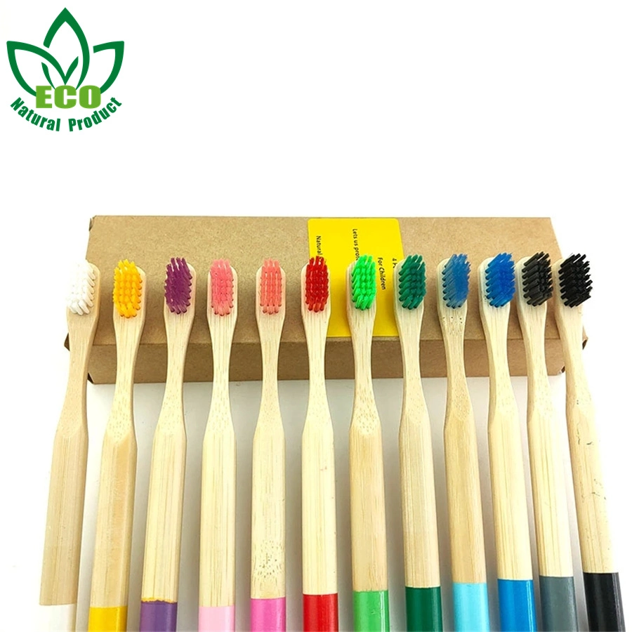 Natural Kits Bamboo Wood Toothbrush Children Colorful Soft Bristles Child Tooth Bushes Biodegradable Oral-Care Cleaning Toothbrush Set