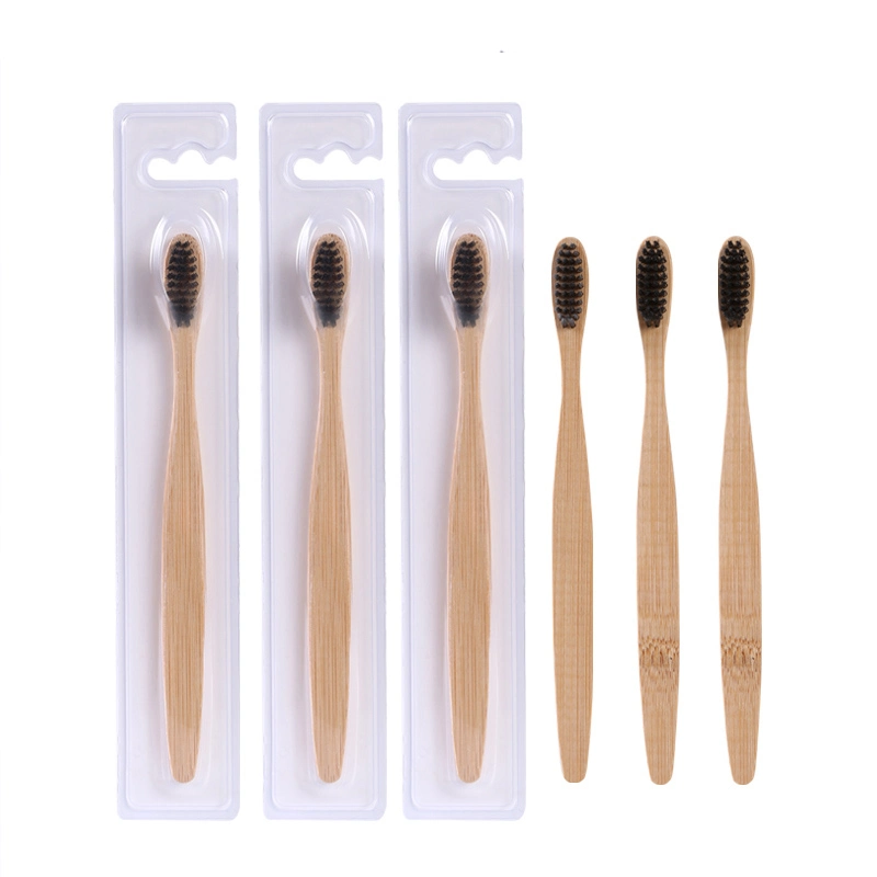 Wholesale Adult Tooth Brush Biodegradable Bamboo Handle Charcoal Bristles Dental Cleaning Toothbrush