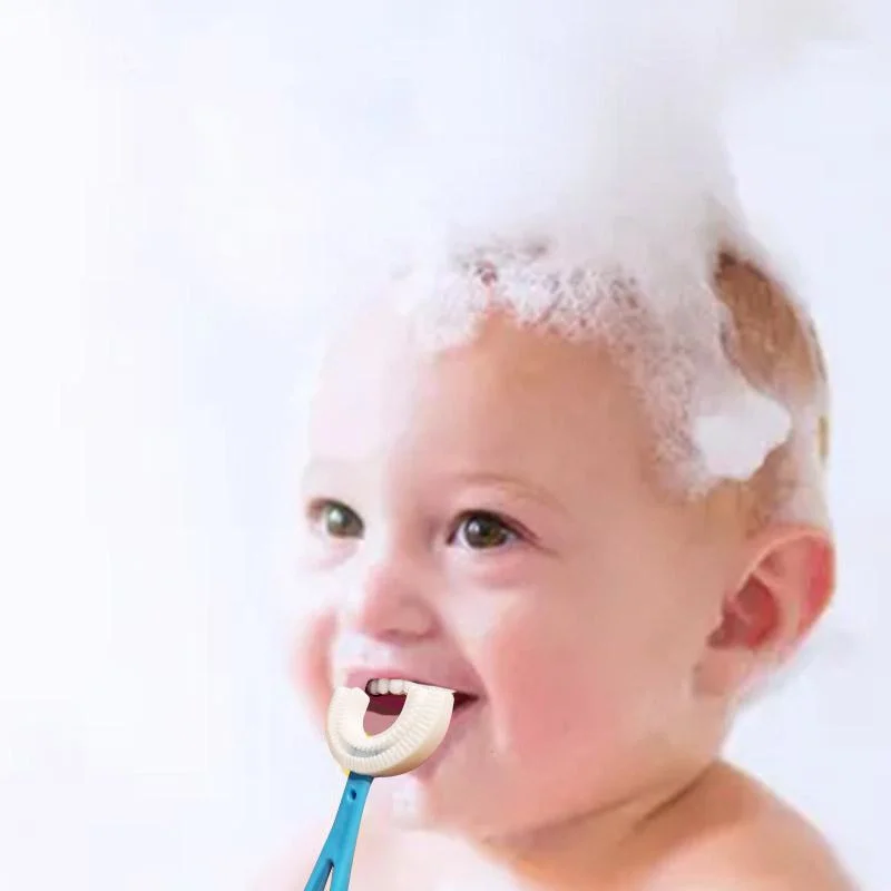 Hot Sale Baby Toothbrush Children 360 Degree Durable Baby Silicone Training Toothbrush Soft Baby U Shaped Toothbrush for Kids