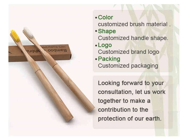 Wholesale 100% Natural Biodegradable Eco Friendly Wooden Soft Bamboo Toothbrush