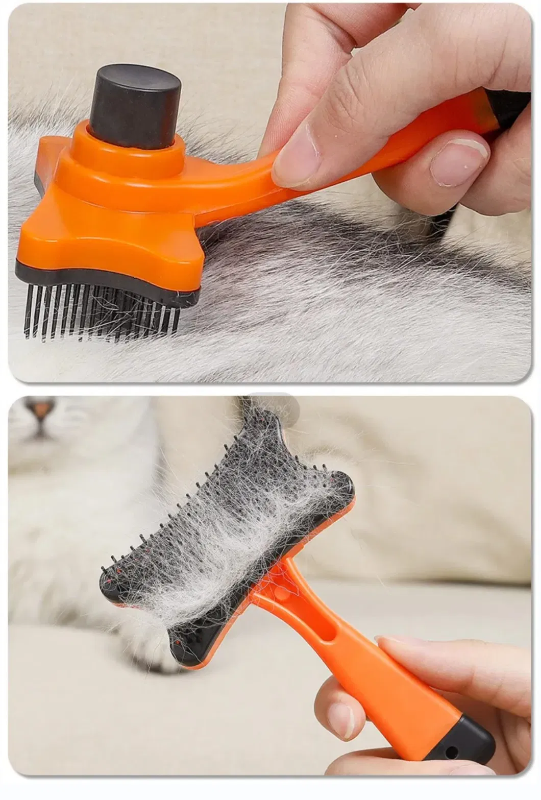 Loose Fur and Undercoat Self Cleaning Pet Brush Dog Brush for Grooming Long Short Haired Dog Cats