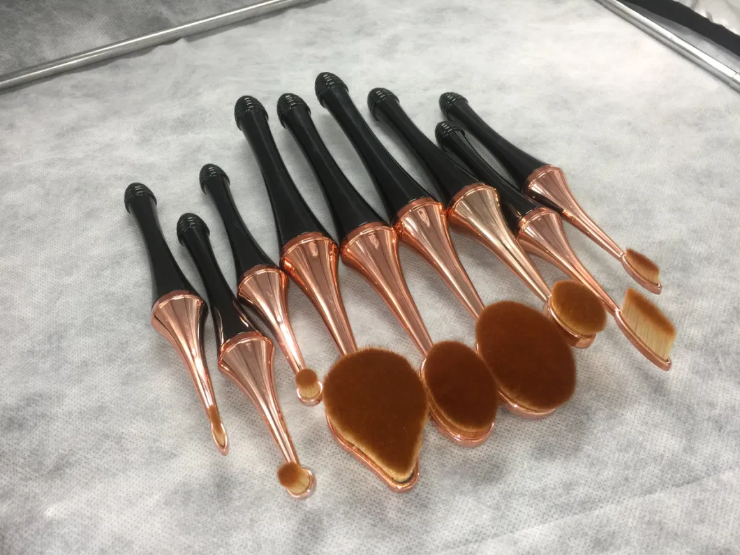 OEM Factory Toothbrush Type Rose Gold Color Loose Powder Brush Foundation Brush Makeup Brush Set Beauty Brush