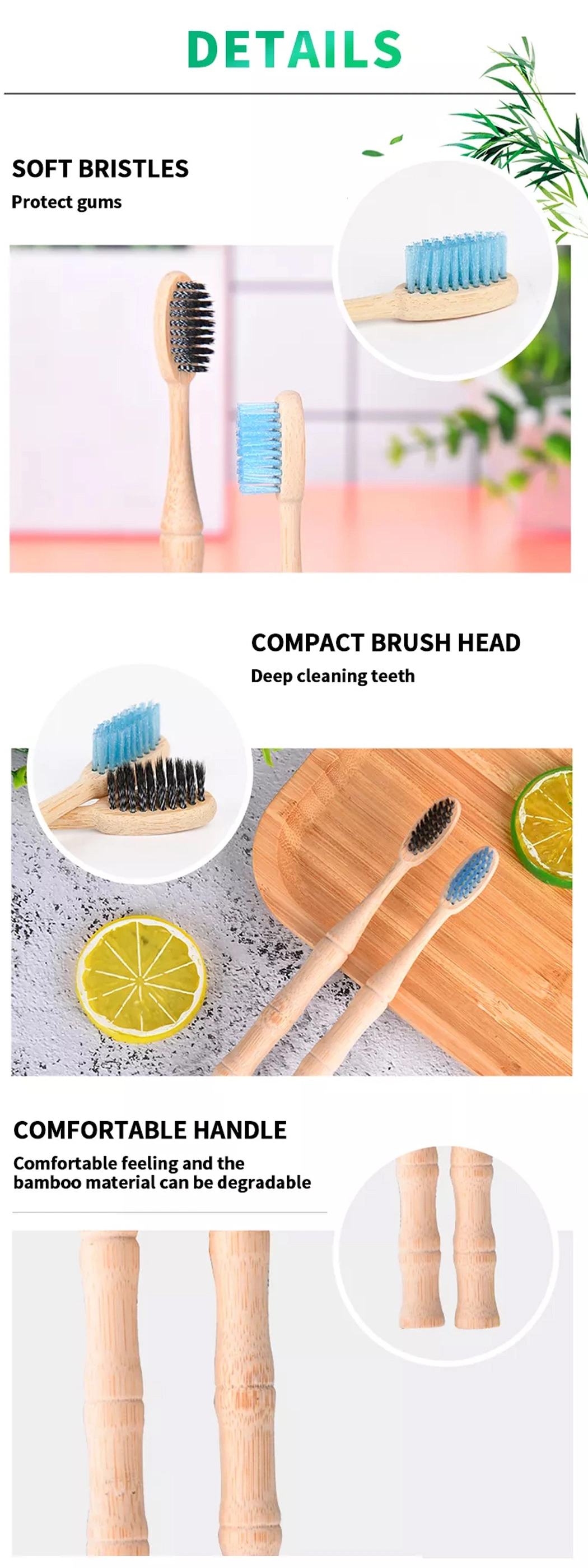 Wholesale Premium Polishing 100% Natural Biodegradable Bamboo Toothbrush