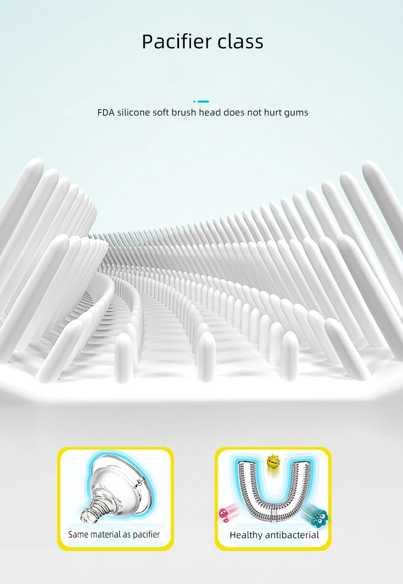 Silicone Brush Head Ultrasonic Automatic U-Shape Kids&prime; Training Electric Toothbrush