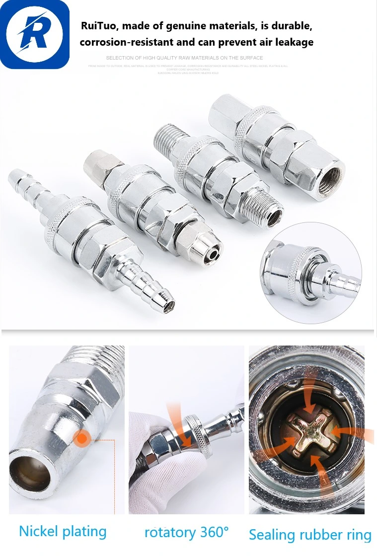 Pneumatic Component Quick Coupler Air Hose Quick Connector Quick Release Air Connectors with Self-Locking