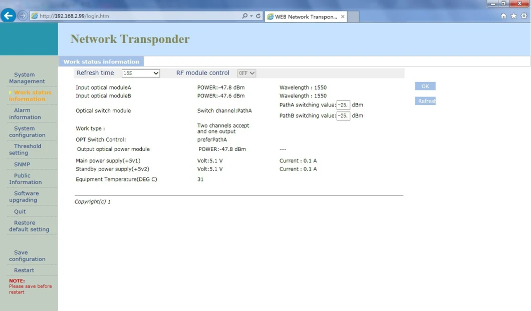 2X1 Optical Switch Can Be Managed Remotely