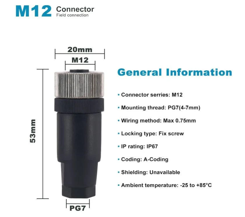 M12 4 Pin Male &amp; Female Socket Panel Aviation Wire Connector