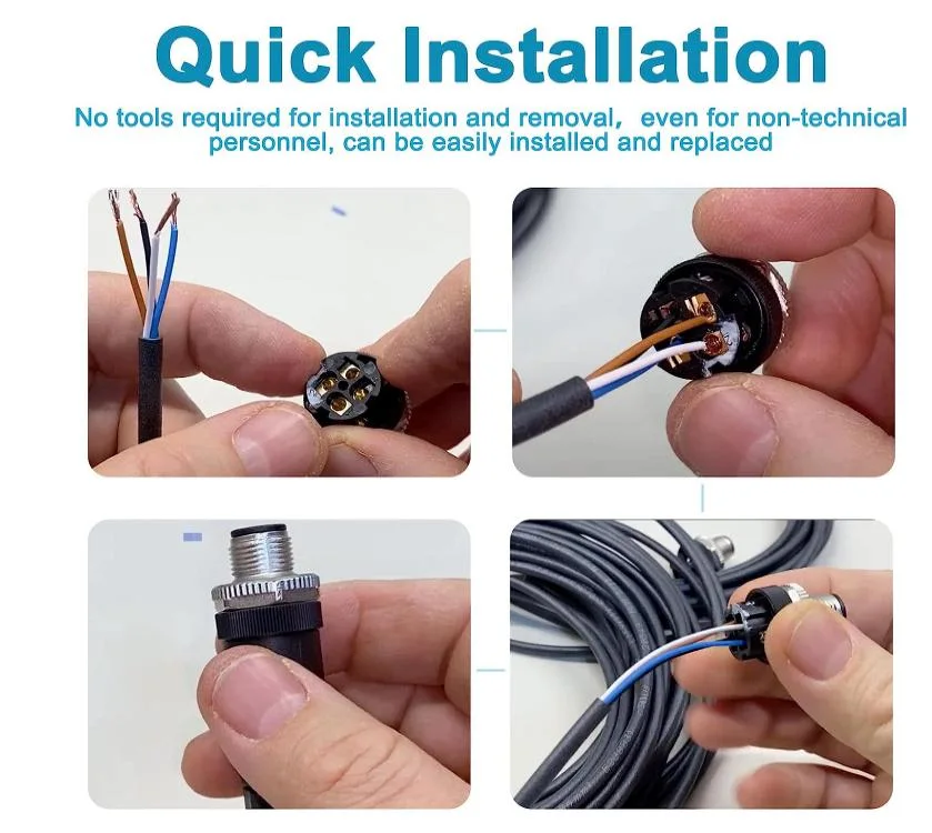 M12 4 Pin Male &amp; Female Socket Panel Aviation Wire Connector