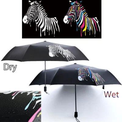 China Factory Promotion Color Cambio de paraguas lluvia y sol automático Paraguas plegable agua Cambiar color exterior Auto Regalo paraguas para Niños