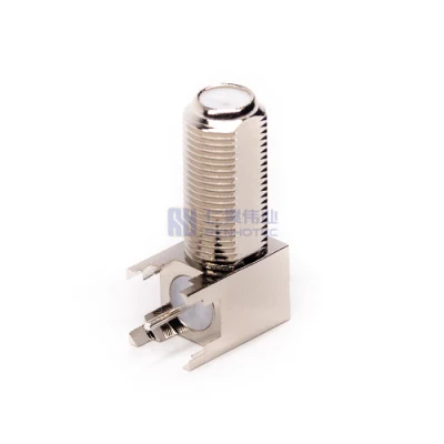 PCB de conector hembra F coaxial RF de orificio pasante de 90 grados