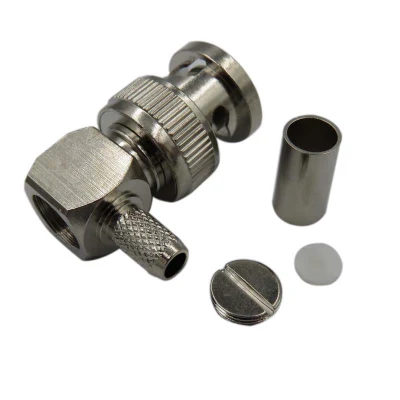 Conector de crimpado en ángulo recto BNC coaxial RF macho para RG223 Cable