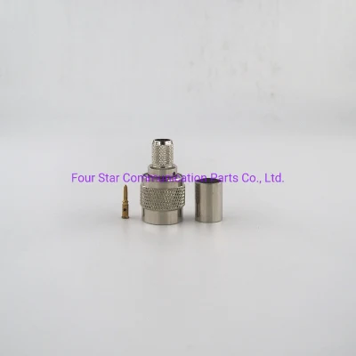 Cable de antena eléctrico resistente al agua RF coaxial TNC macho de crimpado RG6 conector de cable