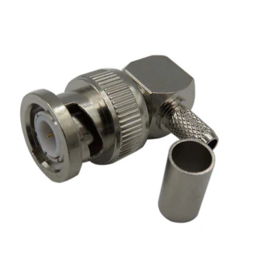 Conector de crimpado en ángulo recto BNC coaxial RF macho para RG223 Cable