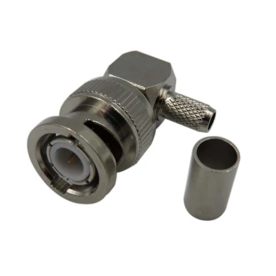 Conector de crimpado en ángulo recto BNC coaxial RF macho para RG223 Cable