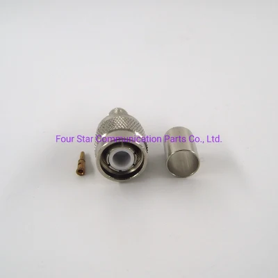 Cable de antena eléctrico resistente al agua RF coaxial TNC macho de crimpado RG6 conector de cable