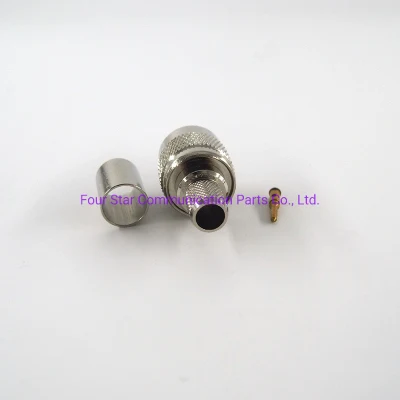 Cable de antena eléctrico resistente al agua RF coaxial TNC macho de crimpado RG6 conector de cable