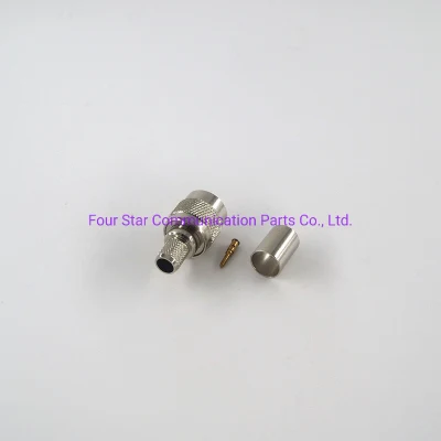 Cable de antena eléctrico resistente al agua RF coaxial TNC macho de crimpado RG6 conector de cable