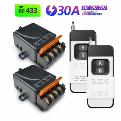 433 MHz RF el interruptor de control remoto inalámbrico de 30 a 12 V DC 24V 48V 72V de alta potencia relé de 1000 metros de receptor para la luz del dispositivo eléctrico