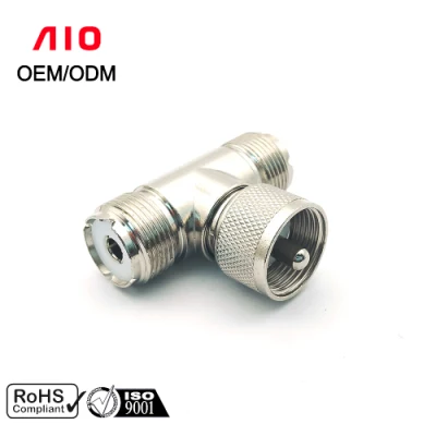 Conector macho de crimpado UHF PL-259 90-Degree adaptador en ángulo recto RG58 RG142 LMR195 cable coaxial de plata para aplicaciones RF