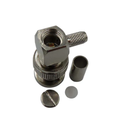 Conector de crimpado en ángulo recto BNC coaxial RF macho para RG223 Cable