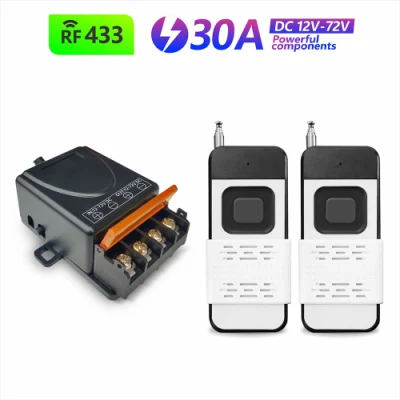 433 MHz RF el interruptor de control remoto inalámbrico de 30 a 12 V DC 24V 48V 72V de alta potencia relé de 1000 metros de receptor para la luz del dispositivo eléctrico
