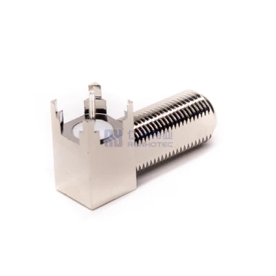 PCB de conector hembra F coaxial RF de orificio pasante de 90 grados