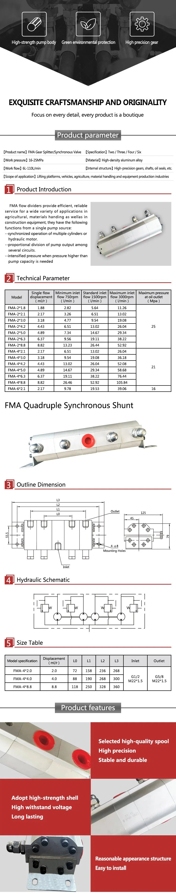 Oil Proportional Hydraulic Equal Flow Divider Valve