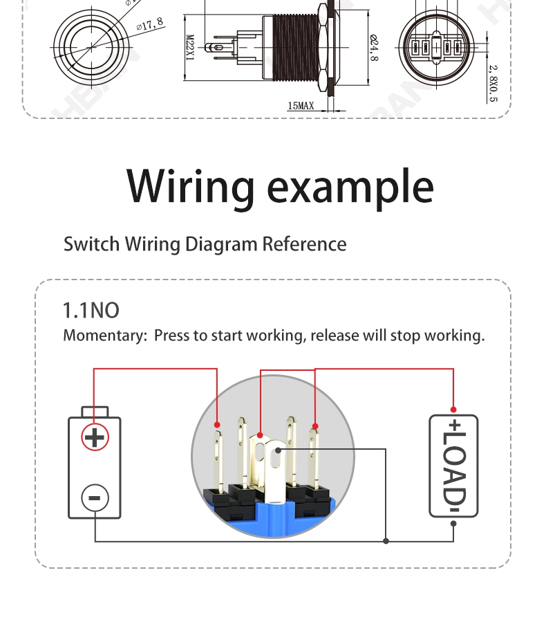 Spdt Stainless Steel Anti Vandal Shell Equipment Start Stop 22mm Latching Push Button Switch 2 Pins