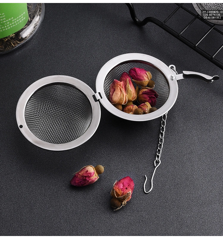 304 Stainless Steel Tea Strainer Round Tea Ball with Hook Portable