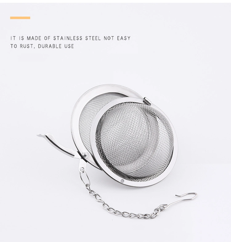 304 Stainless Steel Tea Strainer Round Tea Ball with Hook Portable