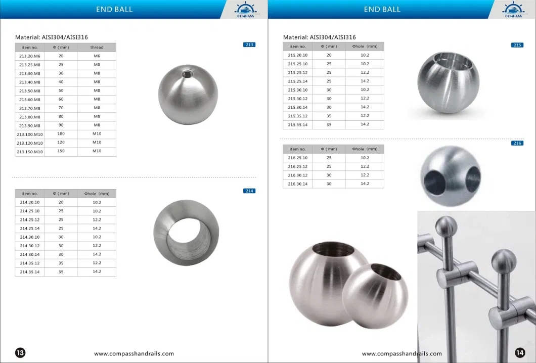 Railing Fitting Stainless Steel Cast Investment Casting Handrail Tube End Caps