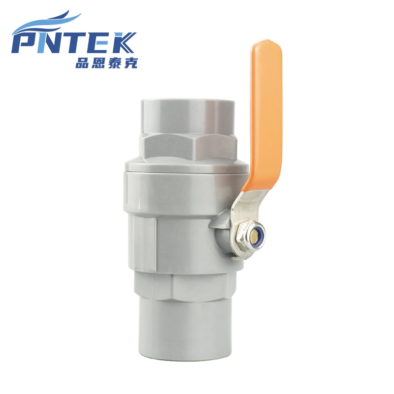 Pntek Two Piece Ball Valve Threaded Socket PVC 2 Piece Ball Valve with Stainless Steel Handle