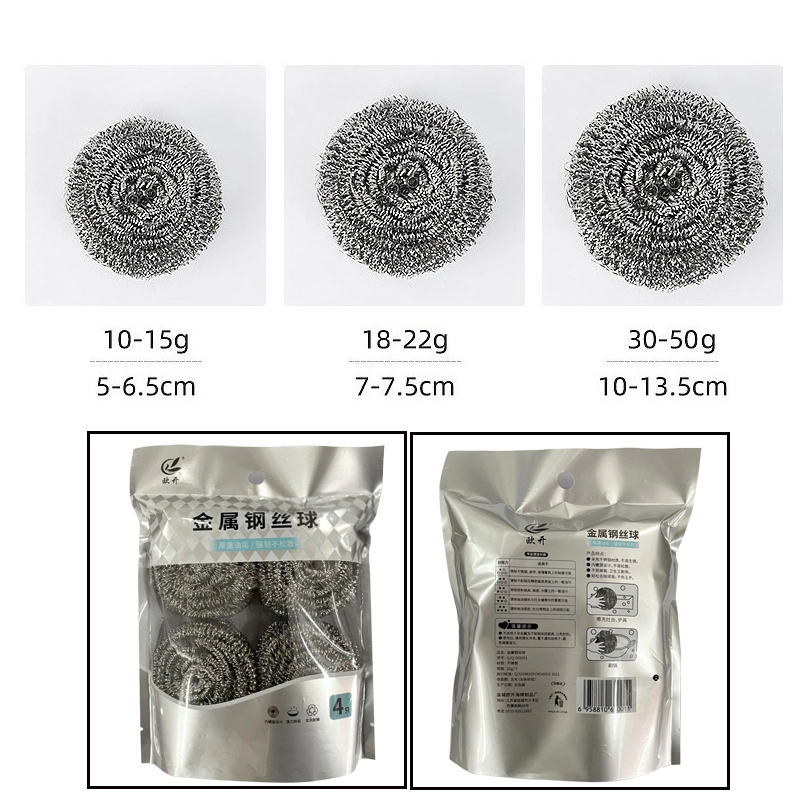 Kitchen Scrubbers Wood Steel Wool Ss Metal Pot Scourer Stainless Steel Scourer Wire Cleaning Ball