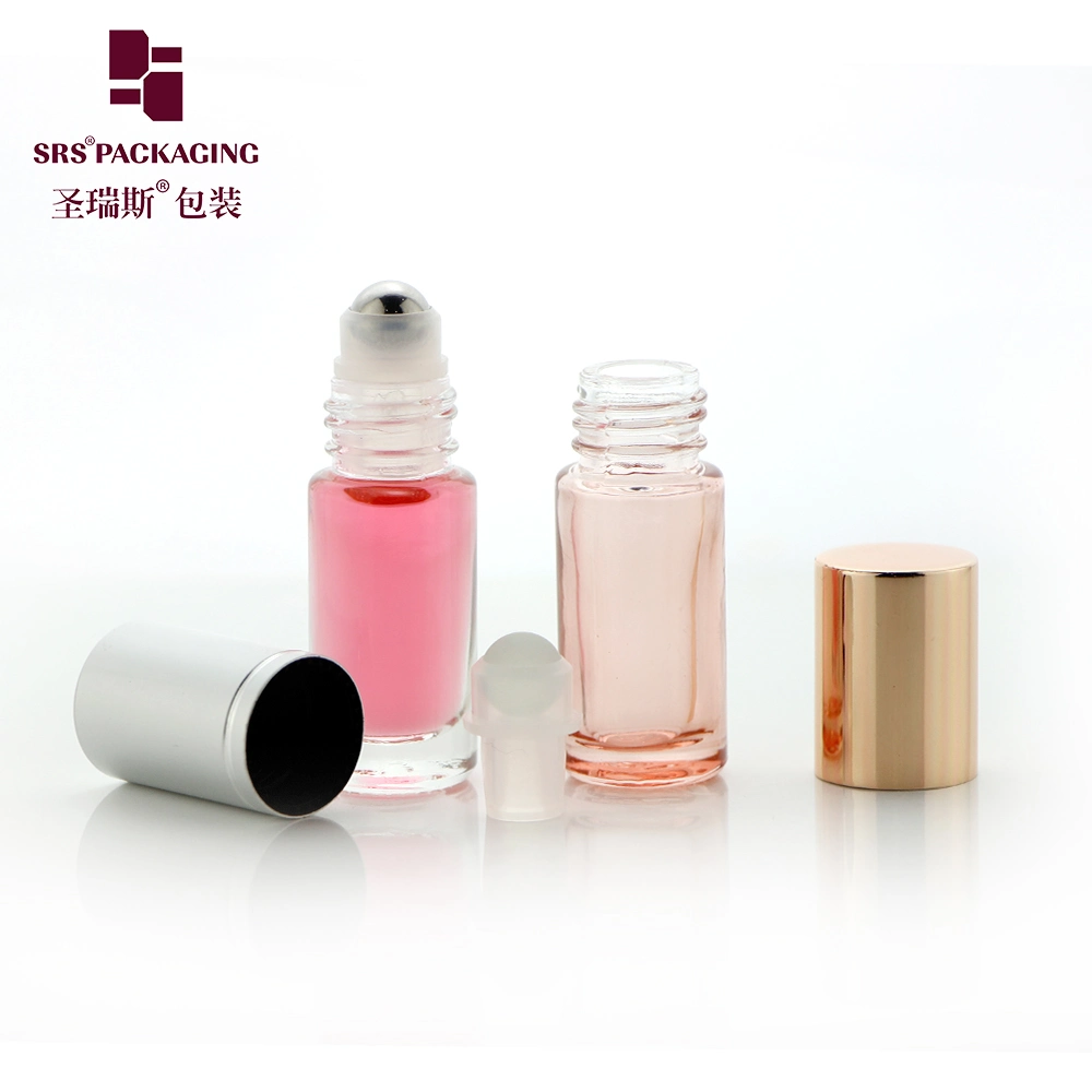 SRS Empty 10ml Roll-on Of Perfume Bottle Essential Oil Colorful Painted Glass Roller Ball With Gemstone Ball