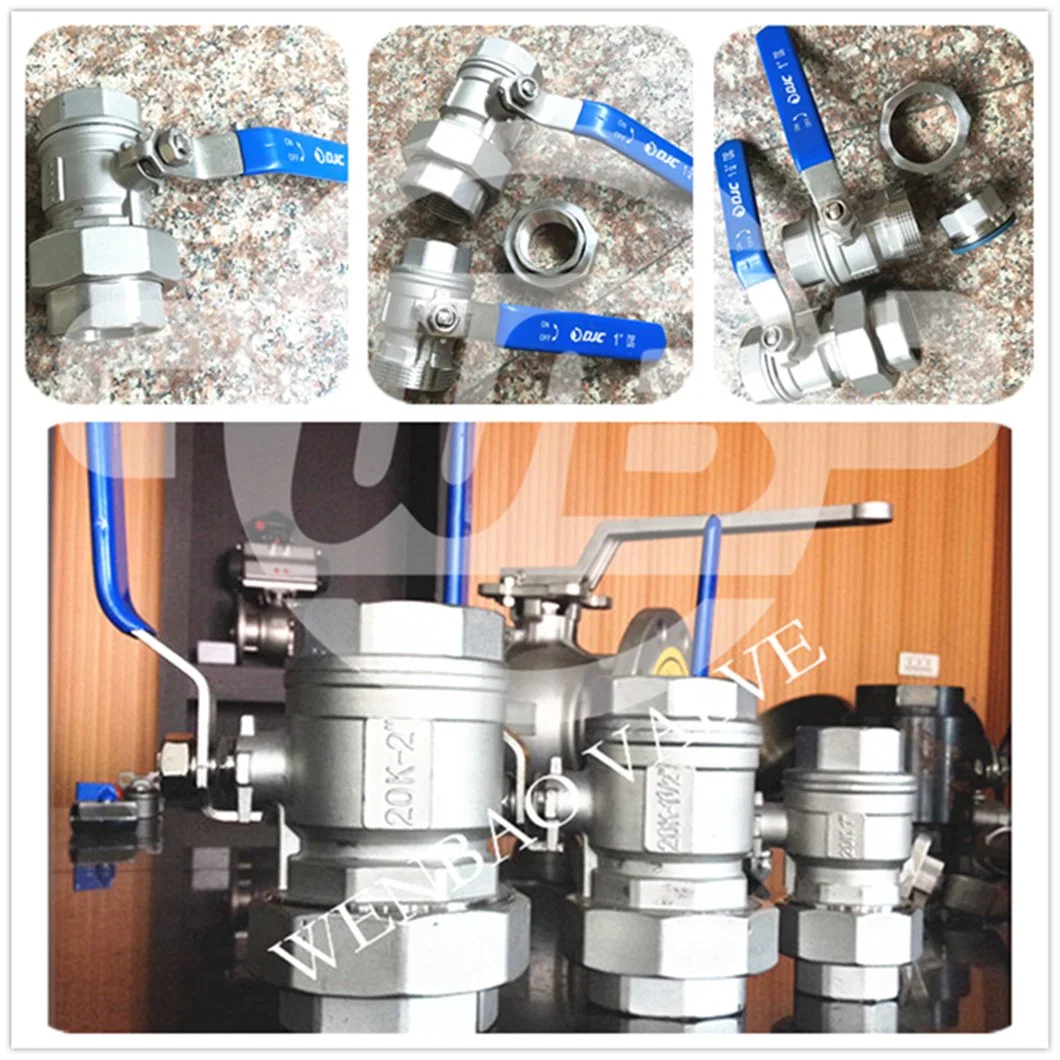 2PC Korea Type Stainless Steel Floating Ball valve with Handle